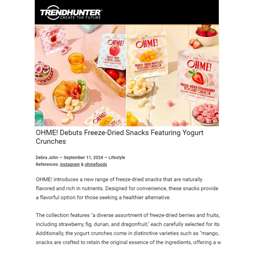 OHME! Debuts Freeze-Dried Snacks Featuring Yogurt Crunches