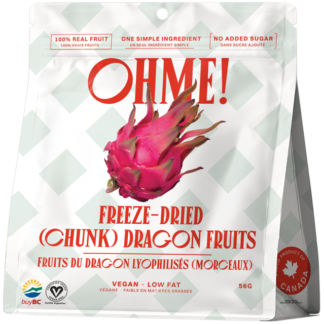 OHME! freeze-dried dragon fruit package on a white background